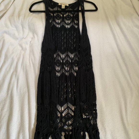 Navy Blue Short Sleeved Knit Roxy Cardigan - Picture 3 of 6